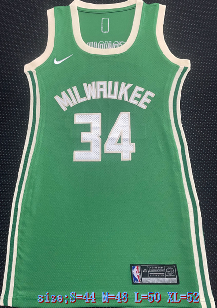 Women Milwaukee Bucks #34 Giannis Antetokounmpo Bucks 34 # Green Women Dress Size S M L XL Style 1