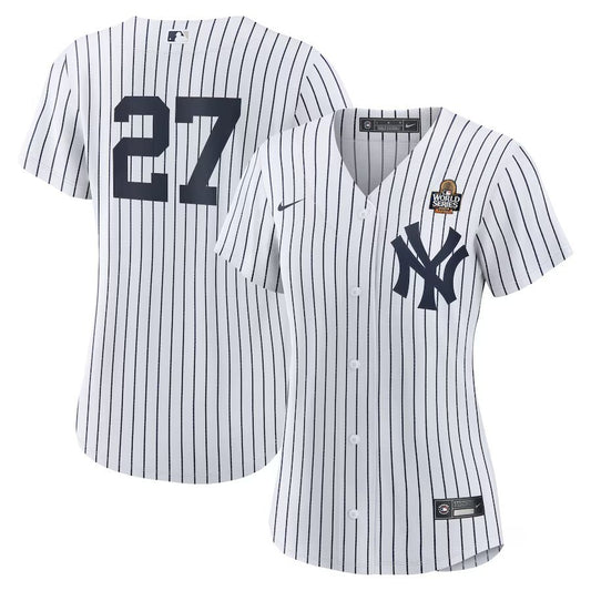 Women New York Yankees #27 Giancarlo Stanton 2024 World Series Home Replica Player Jersey - White