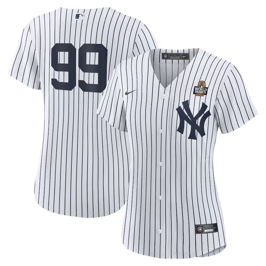 Women New York Yankees #99 Aaron Judge 2024 World Series Home Replica Player Jersey - White