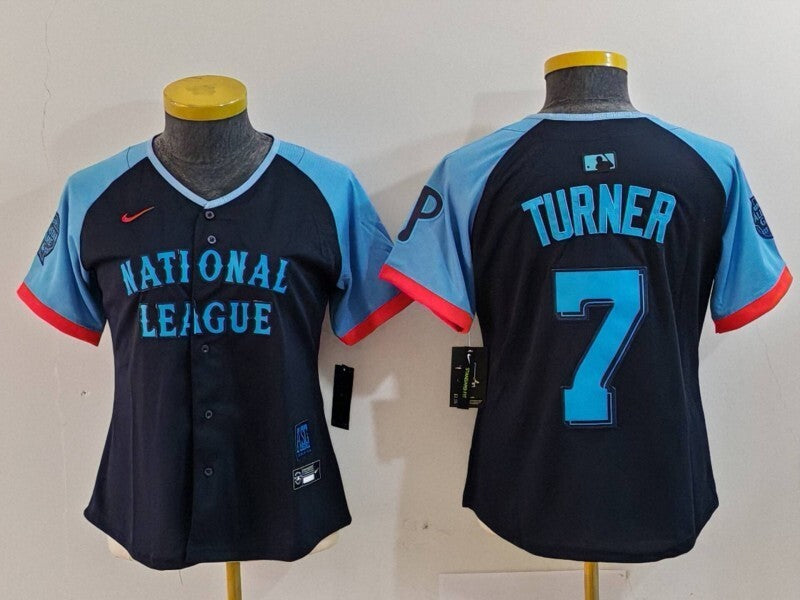 Women Philadelphia Phillies #7 Trea Turner Phillies 2024 All-Star Women Style 6