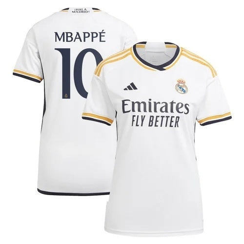 Women Real Madrid #10 Kylian Mbappe 2023 24 Home Jersey - White