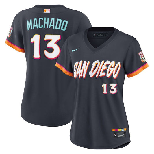 Women San Diego Padres #13 Manny Machado 2026 City Connect Stadium Jersey - Obsidian