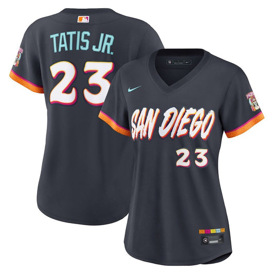 Women San Diego Padres #23 Fernando Tatis Jr. 2026 City Connect Stadium Jersey - Obsidian