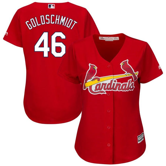 Women St. Louis Cardinals #46 Paul Goldschmidt Majestic Alternate Official Cool Base Player Jersey – Scarlet