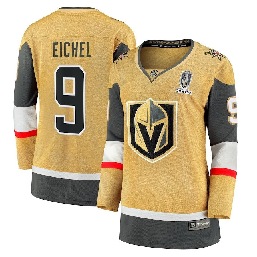 Women Vegas Golden Knights #9 Jack Eichel 2023 Stanley Cup Champions Home Breakaway Player Jersey - Gold