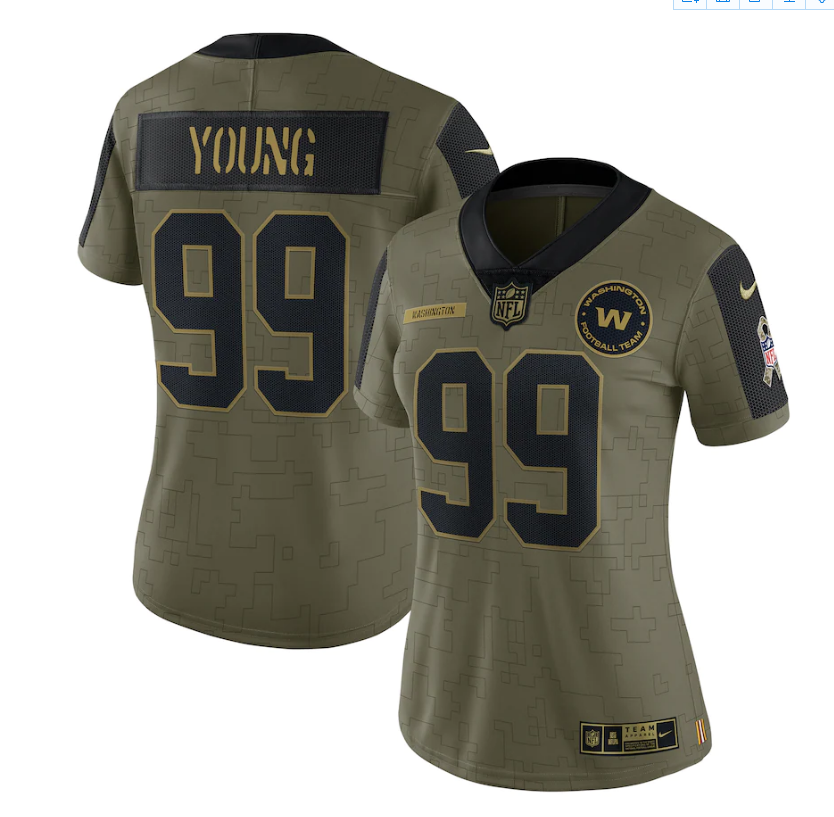 Women Washington Redskins #99 Chase Young 21 New Salute