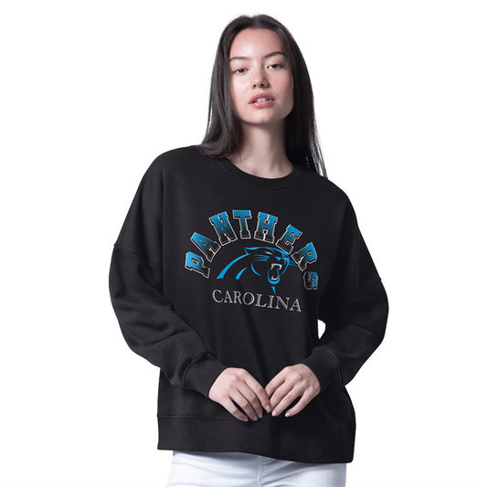 Women's Carolina Panthers Black G-III 4Her by Carl Banks Oversized Feud Sweatshirt