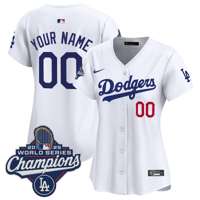 Women's Los Angeles Dodgers Active Player Custom White 2025 World Series Champions Home