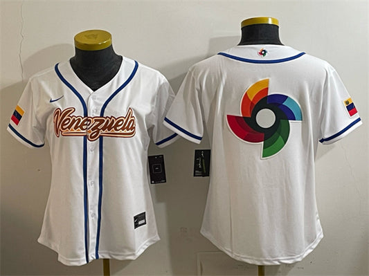 Women's Venezuela Baseball White 2026 World Baseball Classic Big Logo Home Stadium