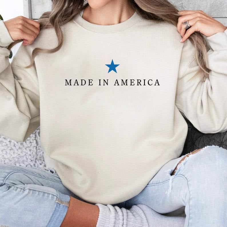 Womens American Crewneck Sweatshirt, Cute Womens USA Sweatshirt, Funny 4th of July Sweatshirt, Patriotic Sweatshirt, Red White and Blue