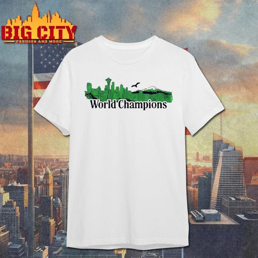 World Champions Seattle Xlvii Lx Skyline Space Needle Mount Rainier Shirt