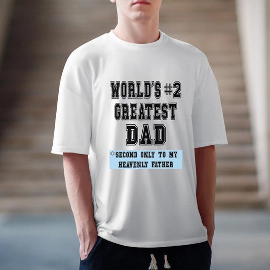 World's #2 Greatest Dad Father's Day T-Shirt Casual Style Crew Neck Short Sleeve T-Shirt Tops Trendy for Unisex, Perfect Gift