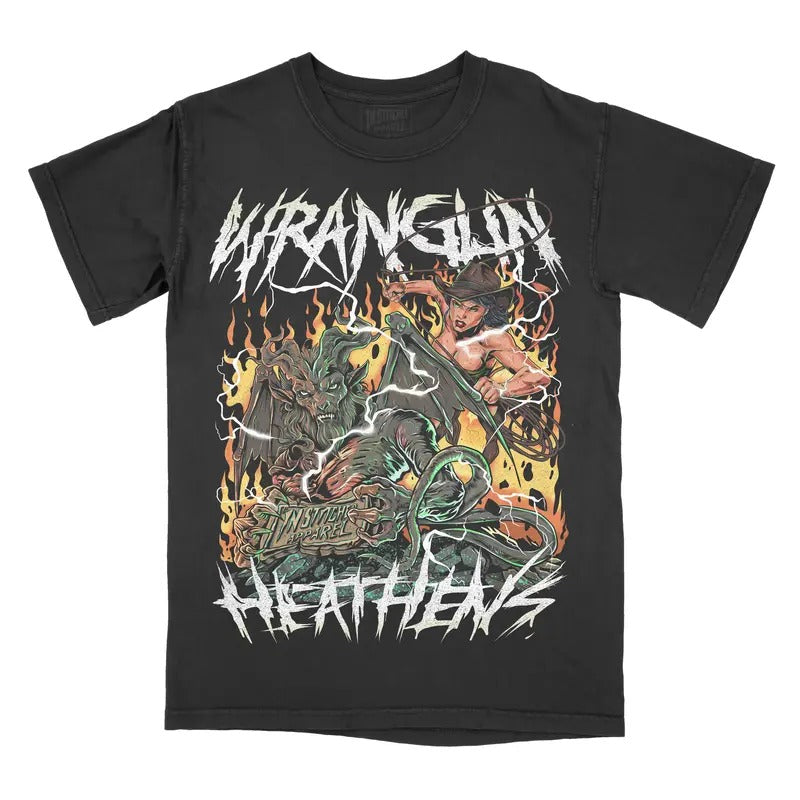 Wranglin' Heathens Graphic Tee - Comfort Colors Shirt Demon Cowboy Wrangling Unisex Top