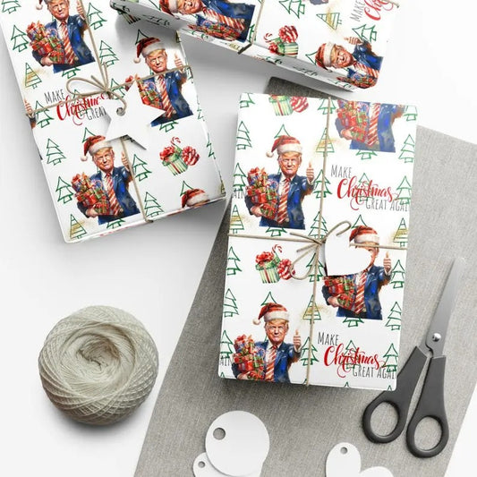 Wrapping Paper, Republican Political Trump Make Christmas Great Again Funny Gift Wrap Papers, Holiday Gift Wrap, Political Party Supplies,
