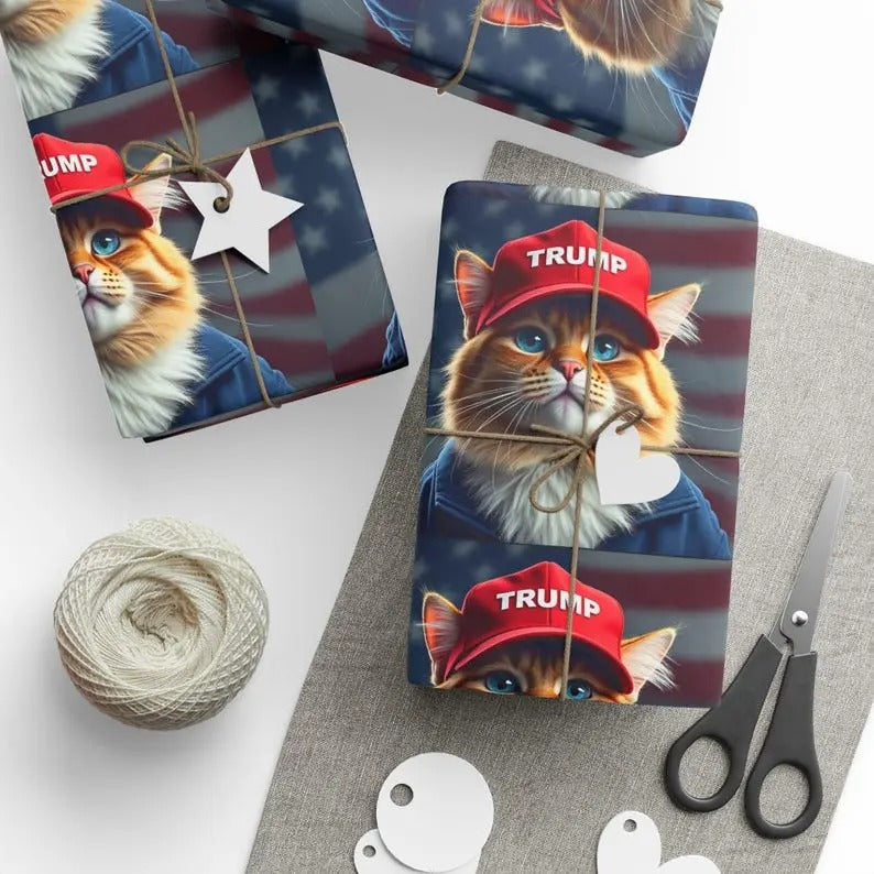Wrapping Papers - MAGA Cat Lover Trump Support Cats for Trump Gift Wrap, Republican Party Cat Gift Wrap, Political...