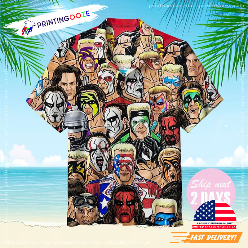 Wrestling Character Collage Hawaiian Shirt