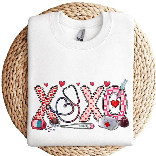 XOXO Nurse Sweatshirt, Valentines Day Hoodie, Sweatshirt For Women T-Shirts | InkThreadWorks.com