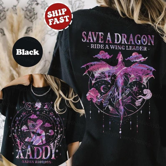 Xaden Riorson, Trendy Xaddy Shirt, Xaden Fourth Wing Fan Shirt, Onyx Storm Merch, Dragon Rider 2 Sided TShirt, Fantasy...