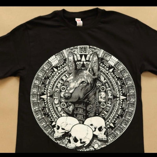 Xolo whit Mexican calendar T-shirt Cotton Black Tshirt Hoodie, Sweatshirt | InkThreadWorks.com
