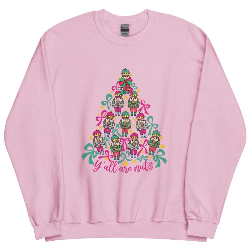 Y'all Are Nuts Christmas Tree Nutcracker Crewneck - Unisex Apparel Relaxed Fit Printed In The USA Clothing Womenswear...