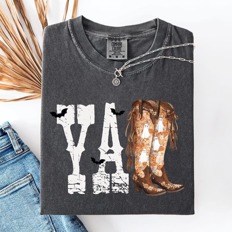 Y'all, Cowboy Boots, Western, Halloween, Autumn, Fall, Comfort Colors T-Shirt Hoodie, Sweatshirt | InkThreadWorks.com