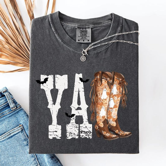 Y'all, Cowboy Boots, Western, Halloween, Autumn, Fall, Comfort Colors T-Shirt Hoodie, Sweatshirt | InkThreadWorks.com