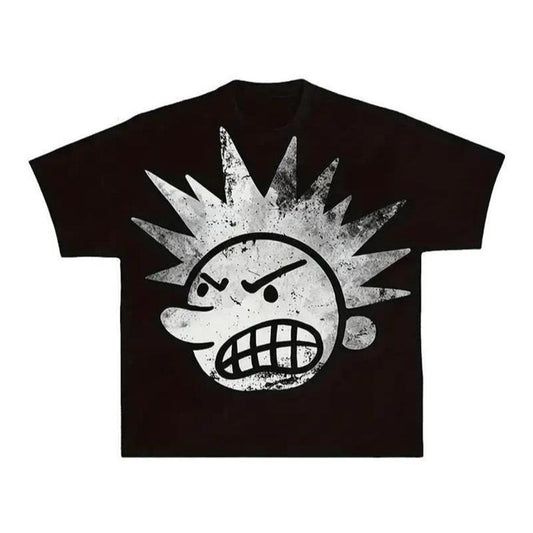 Y2K Funny Face T-Shirt Graphic Streetwear Clothing Unisex Trend Oversized Womenswear