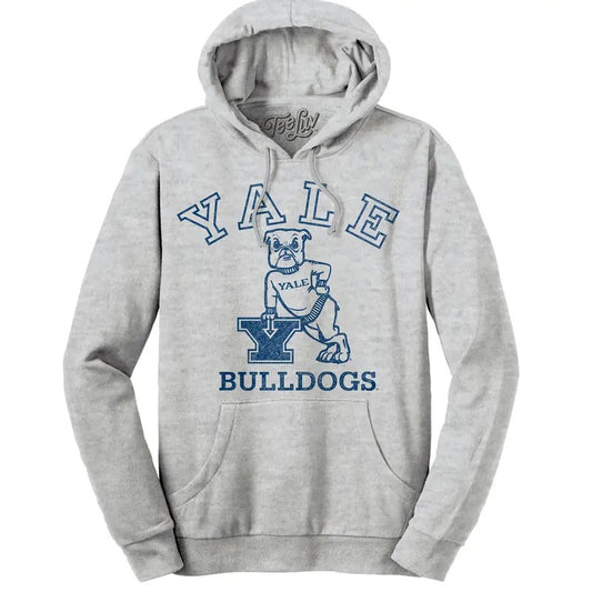 Yale Bulldog Pullover Hooded Sweatshirt - Gray T-Shirts, Hoodie | InkThreadWorks.com