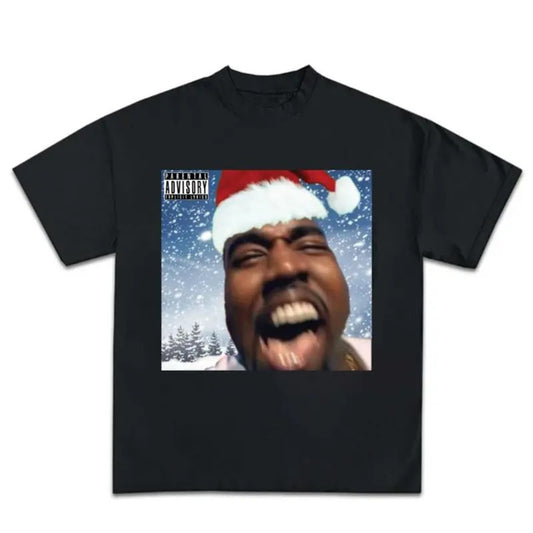 Ye-Ye Merry Christmas Funny Meme Graphic Rap Tee Shirt Big Face, Meme Tshirt, Crewneck Streetwear