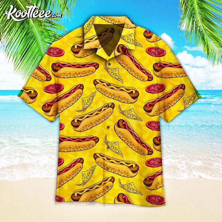 Yellow Hot Dog Hawaiian Shirt