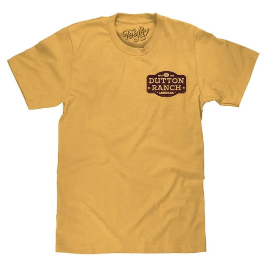 Yellowstone Dutton Ranch Front and Back Printed T-Shirt - Mustard Yellow