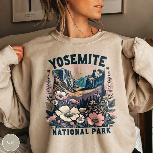 Yosemite Sweatshirt Yosemite National Park Sweater Yosemite Wildflower Sweatshirt Yosemite Crewneck Granola Girl...