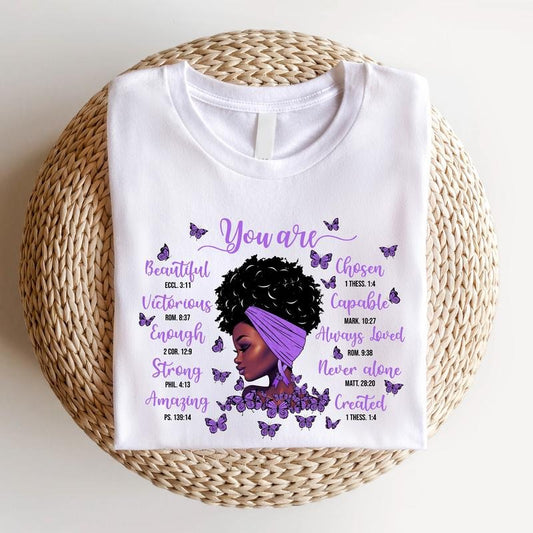 You Are Shirt, African American T-shirt For Women, Motivational Positive Saying Tee, Purple Butterfly Tee For Girl, Afro American Gift For Mom, Gift For Her.