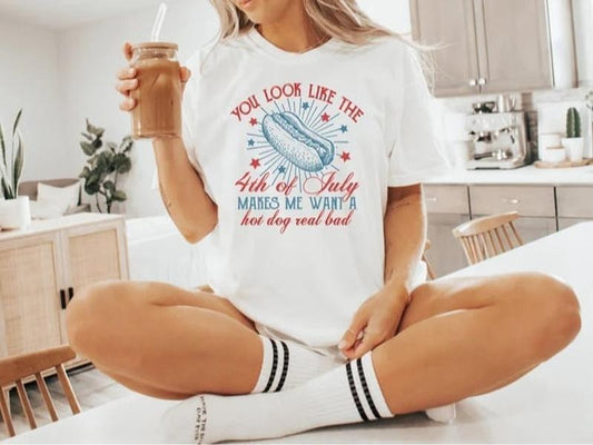 You Look Like the 4th of July Shirt, 4th of July Retro America Hot Dog Shirt,Funny 4th July, Hot Dog Lover
