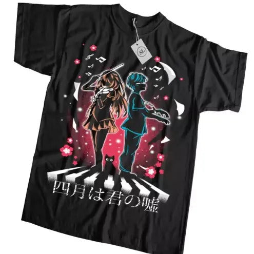 Your Lie in April T-shirt Anime Manga 2023 Tshirt shirt All Size Black Hoodie, Sweatshirt | InkThreadWorks.com