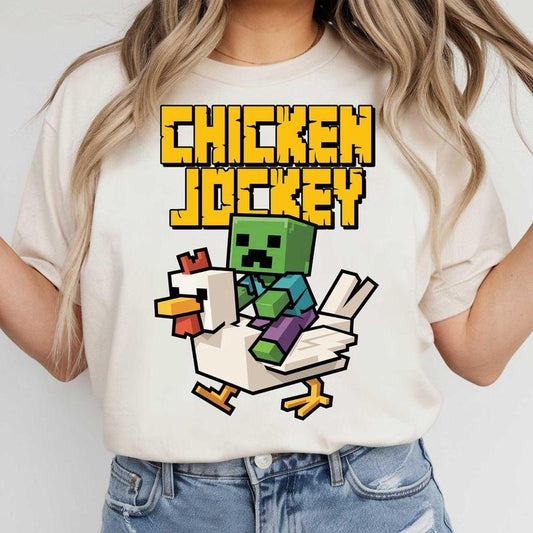 Youth And Adult Cute Gaming Shirt, Funny Game Character Graphic Tee, Funny Gaming T-shirt, Funny Riding Chicken, Gift For Gamers C0JZZ