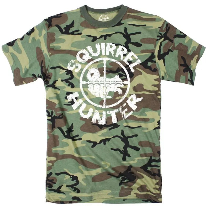 Youth Camo Squirrel Hunter T Shirt Funny Animal Hunting Tee Funny T Shirts Hunting Tops for Kid Funny Animal Short Sleeve Novelty Tees Camo
