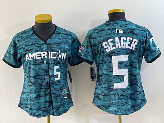 Youth American League #5 Corey Seager 2023 MLB All-Star Game Limited Player Jersey - Teal 2023 All-Star Women Youth