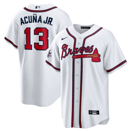 Youth Atlanta Braves #13 Ronald Acuña Jr. 2025 MLB All-Star Game Home Replica Player Jersey - White