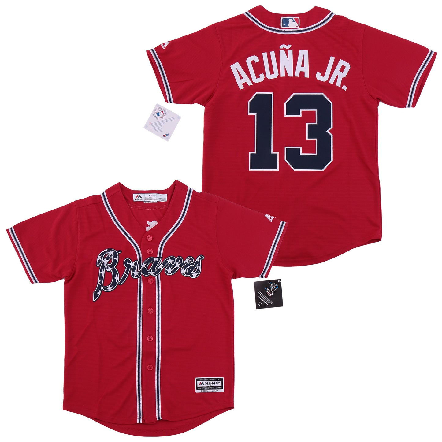 Youth Atlanta Braves #13 Ronald Acuña Jr. Warriors 13 White Youth Style 1