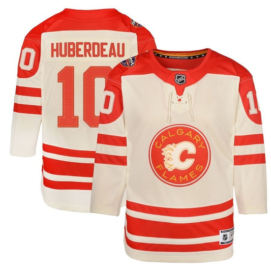 Youth Calgary Flames #10 Jonathan Huberdeau 2023 NHL Heritage Classic Premier Player Jersey – Cream