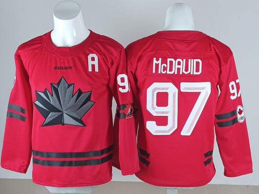Youth Canada Hockey #97 Connor McDavid Canada 2026 Winter Olympics Youth Style 3
