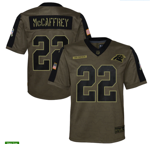 Youth Carolina Panthers #22 Christian McCaffrey 21 New Salute