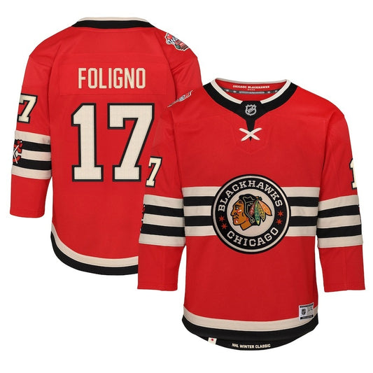 Youth Chicago Blackhawks #17 Nick Foligno 2025 NHL Winter Classic Premier Player Jersey - Red