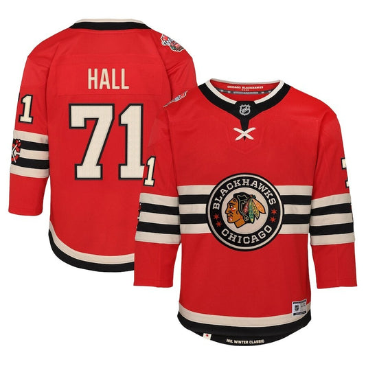 Youth Chicago Blackhawks #71 Taylor Hall 2025 NHL Winter Classic Premier Player Jersey - Red