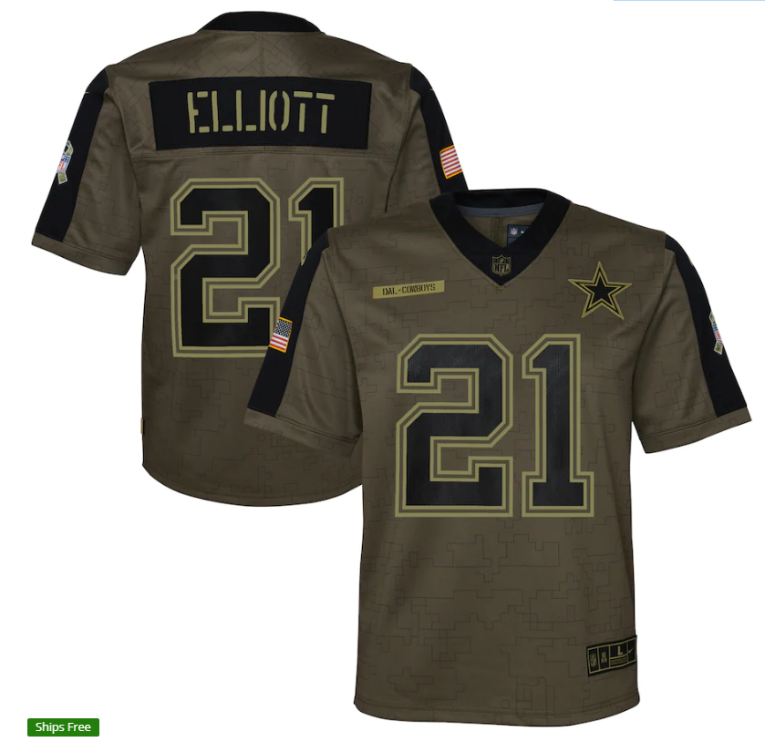Youth Dallas Cowboys #21 Ezekiel Elliott 21 New Salute