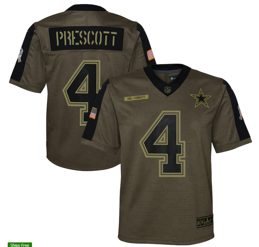 Youth Dallas Cowboys #4 Dak Prescott 21 New Salute