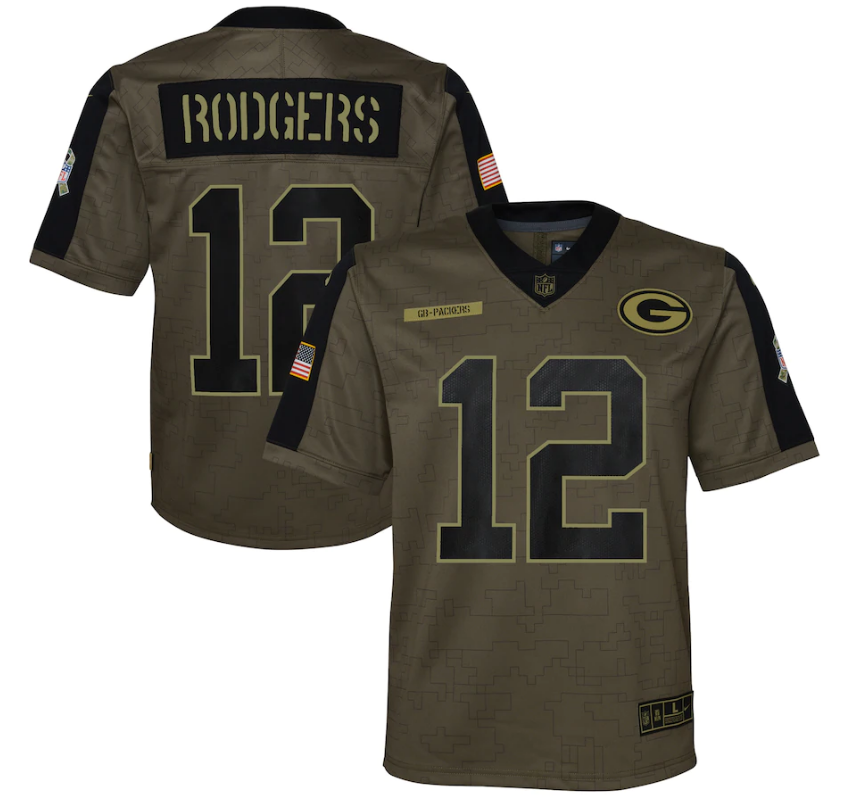 Youth Green Bay Packers #12 Aaron Rodgers 21 New Salute