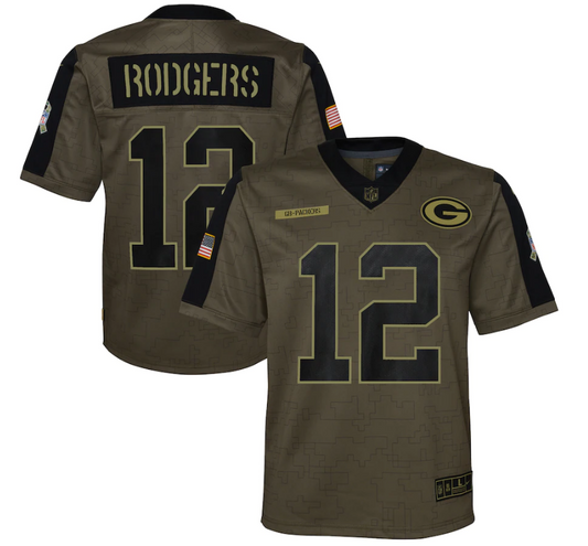 Youth Green Bay Packers #12 Aaron Rodgers 21 New Salute