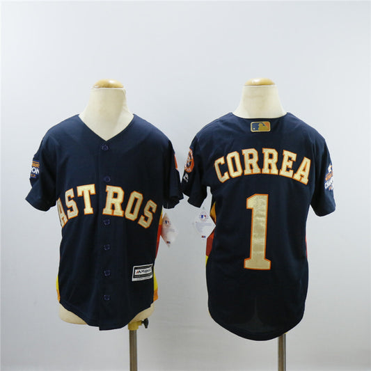Youth Houston Astros #1 Carlos Correa Style 1